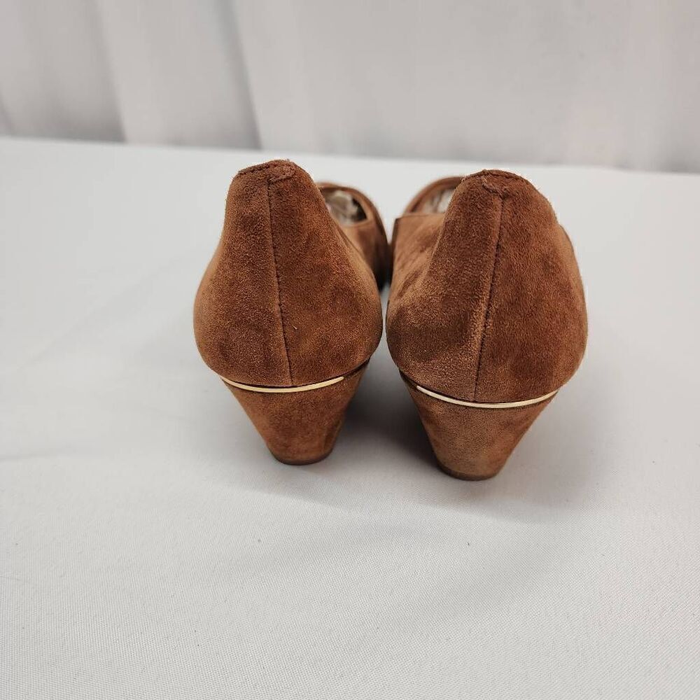 Talbots Size 9 Brown Suede Leather Wedges Buckel Embellished D - Picture 5 of 11